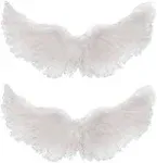 2 Pieces Angel Feather Floating Wings Halloween Costume with Elastic Straps for Women Adults Cosplay(23.62 x 15.75 Inch,White)