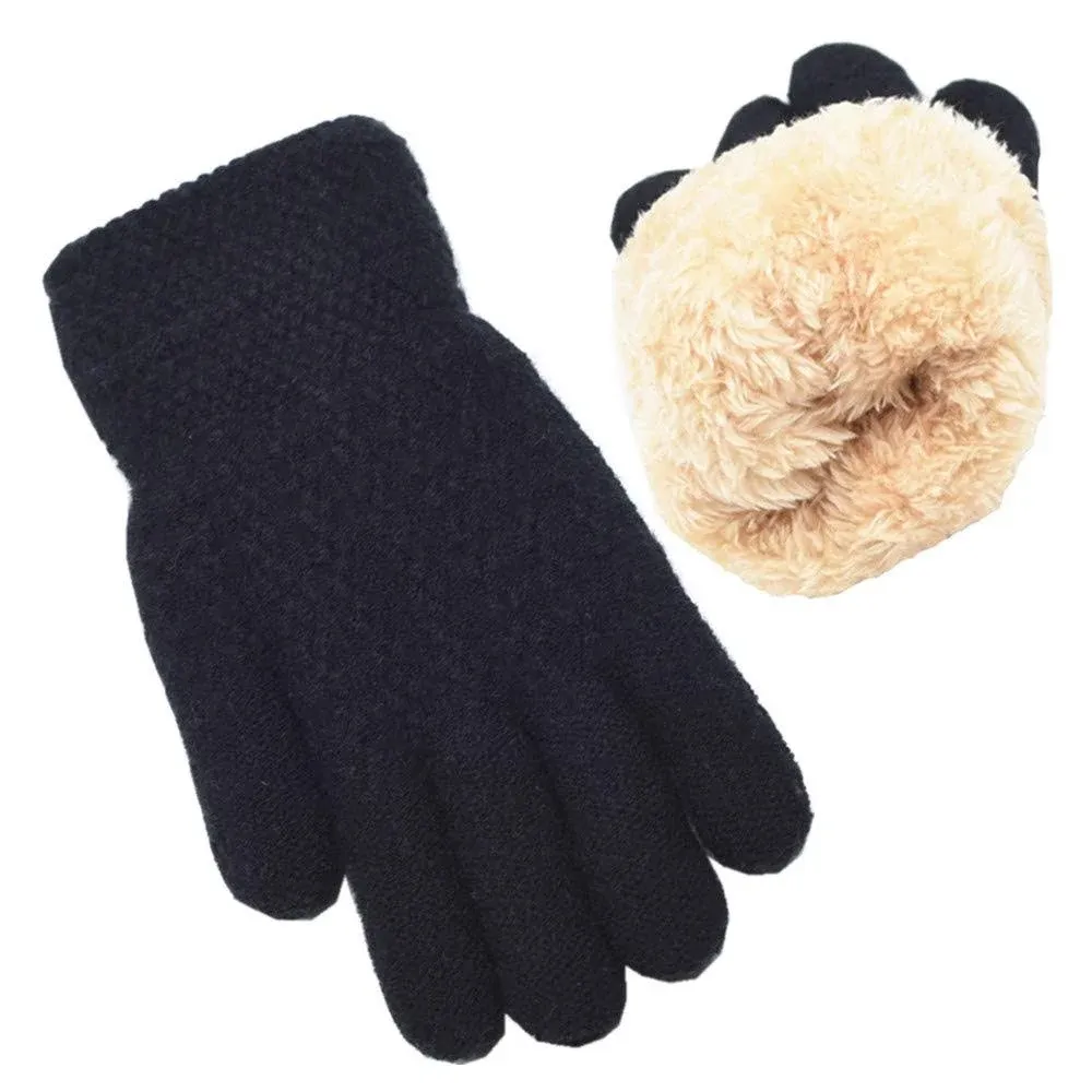 FENELY Winter Gloves for Boys Girls - Kids Warm Knit Thermal Cable Knitted Gloves ...