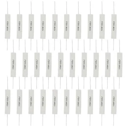 XLX 30Pcs 10W 10 Ohm 5% Cement Resistors Axial Lead Power Resistor Ceramic Ce