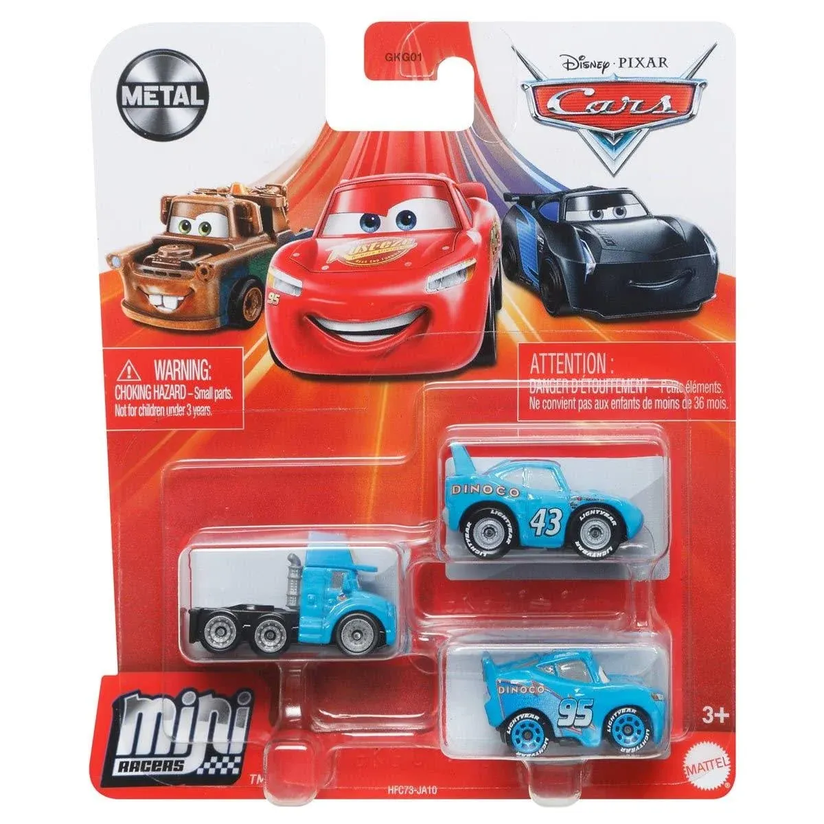 Disney Pixar Cars Mini Racers 3 Pack Blue The King Dinoco Mcqueen