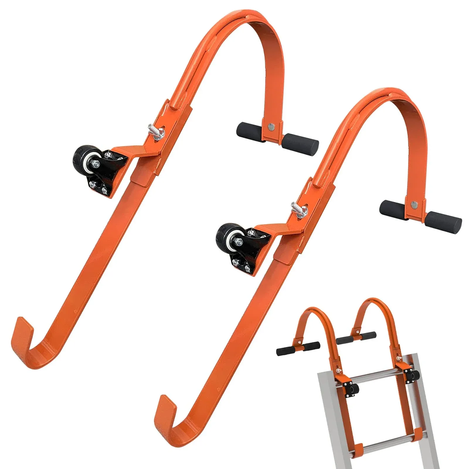 Kunzye 2-Pack Ladder Roof Hook with Wheel Heavy Duty Steel Ladder Stabilizer, 50