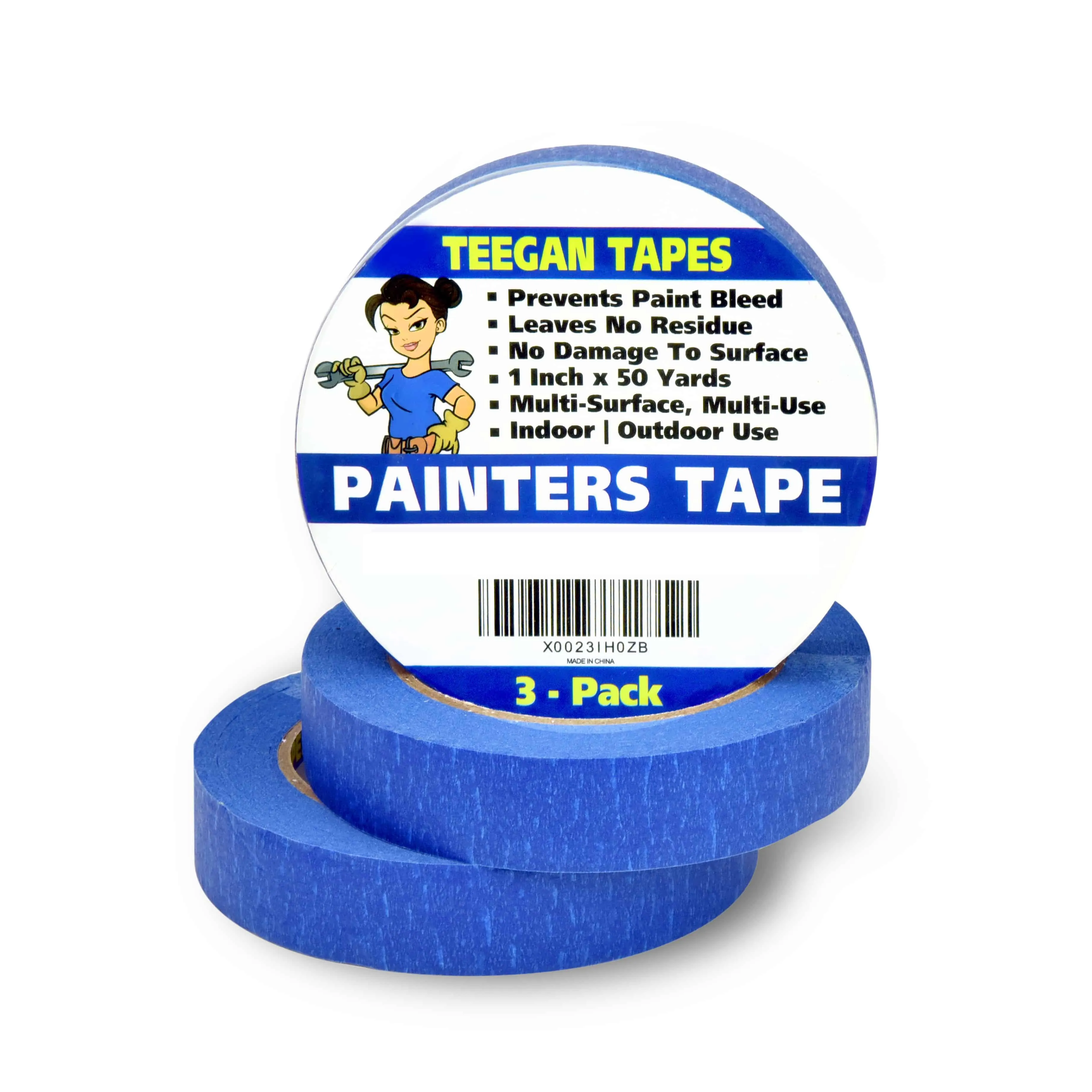 Blue Painters Tape, 3-Pack (1 in x 50 Yards)