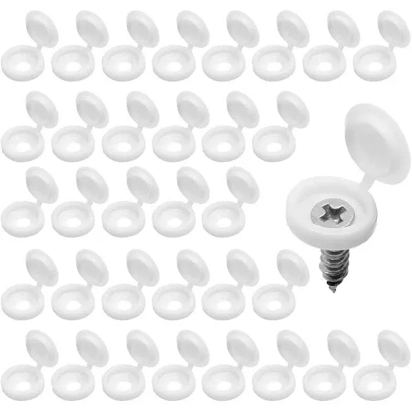 120pcs Hinged Screw Cover Caps Waterproof Plastic Screw Caps Fold Screw Snap Cov