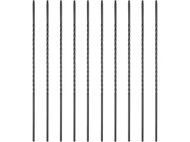 Myard Long Twist 1/2 Inches Square Iron Stair Balusters, 44 Inches 10-Pack (Satin Black)