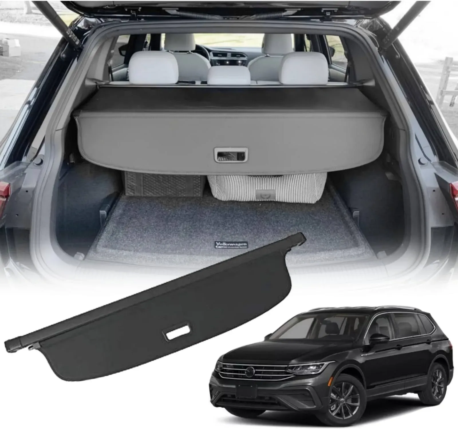 Vesul Black Tonneau Cover Retractable Rear Trunk Cargo Luggage Security Shade ...