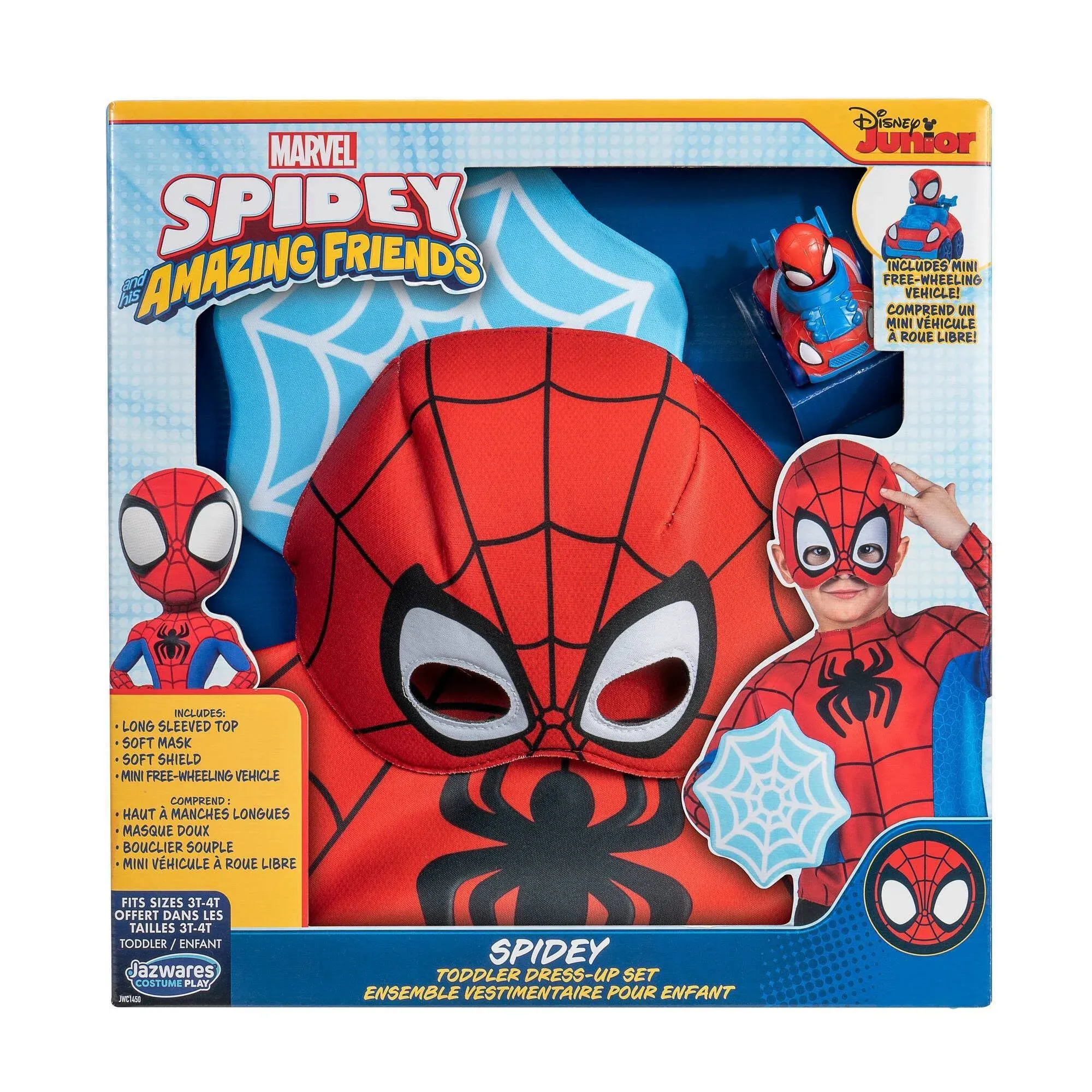 Marvel Spidey and His Amazing Friends Toddler Dress-up Set &amp; Mini Vehicle 3T-4T