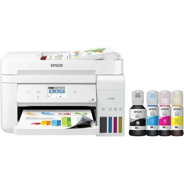 Epson EcoTank ET-4760 Wireless Color Inkjet All-in-One Printer, White