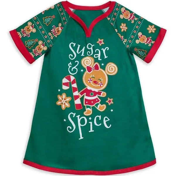 Disney Store Girl&#039;s Minnie Mouse Gingerbread Sugar and Spice Holiday Nightgown