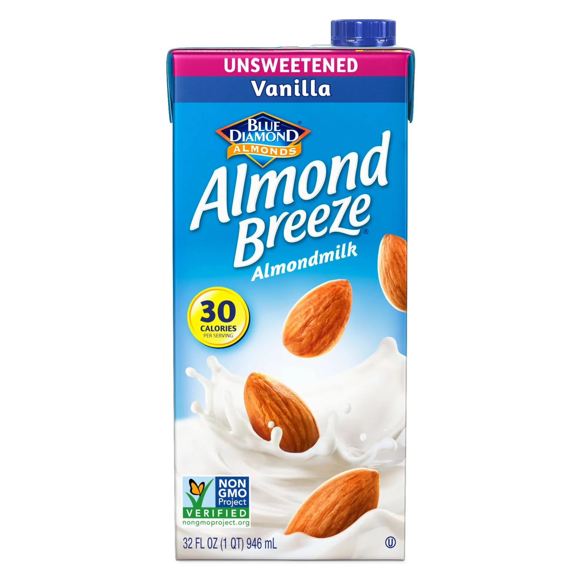 Almond Breeze Unsweetened Vanilla Shelf-Stable Almondmilk, 32 oz (Pack of 6)