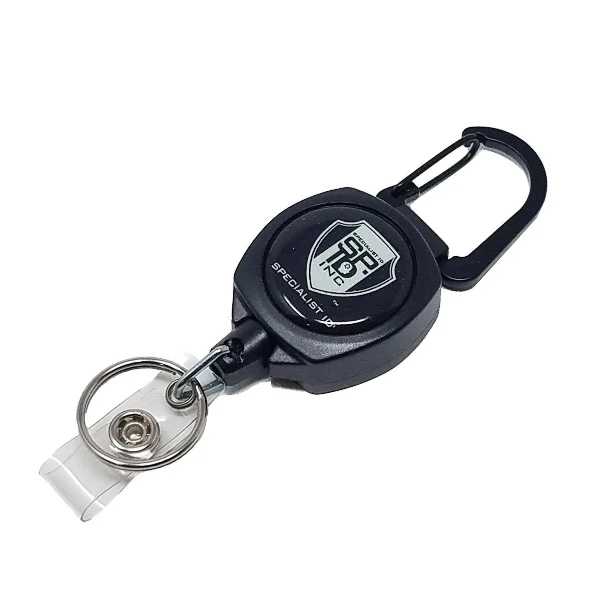 Heavy Duty Retractable Badge Reel with ID Holder Strap & Keychain - Strong Sidekick Carabiner Belt Loop Clip - Retracting Lanyard with Kevlar® Cord for Keys & Access Cards by Specialist ID (1 Single)