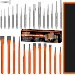 Punch And Chisel Set Including Taper Punch Chromium Vanadium Steel 28 Piece NEW