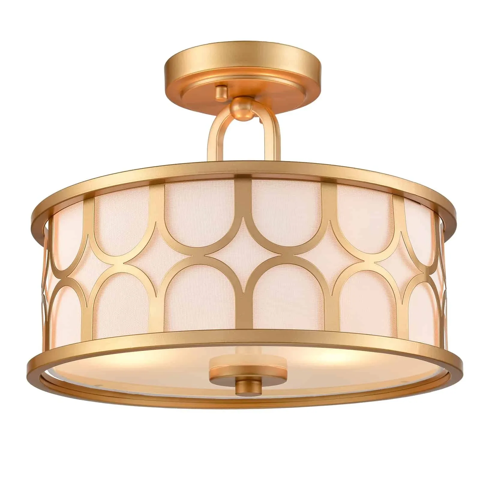 Gold Semi Flush Mount Ceiling Light Drum Light Fixture