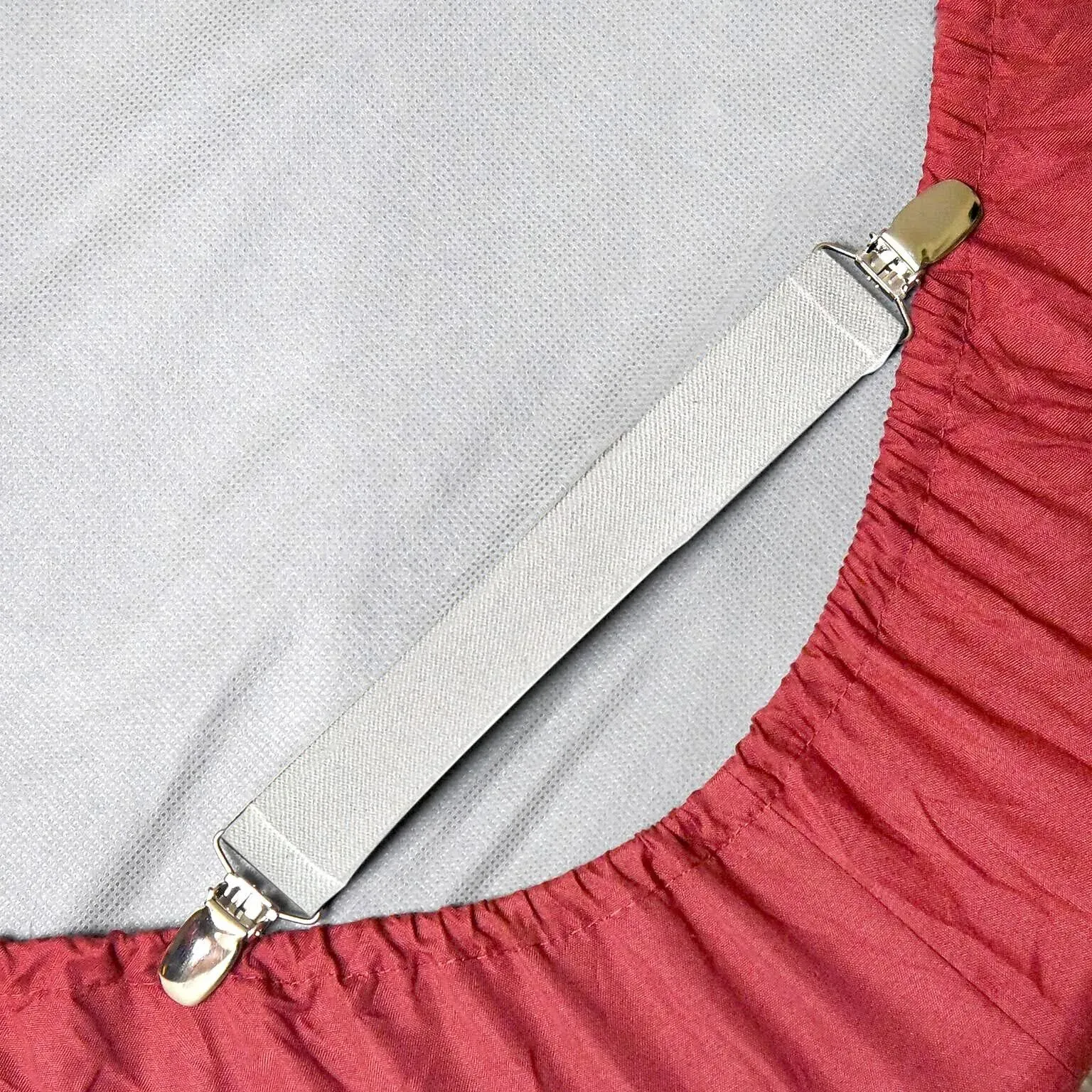 Hold’Em Bed Sheet Fastener Suspenders - Heavy Duty USA Made, Adjustable,Straight or Crisscross Keep Sheet SNUG Without Slipping Sheet Strap Holder Clips-4 pc. Straight White