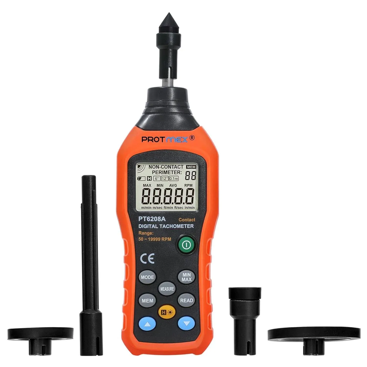 Protmex 6208A Digital Contact Tachometer Contact Measurement Speed Tach Meter 50 ...