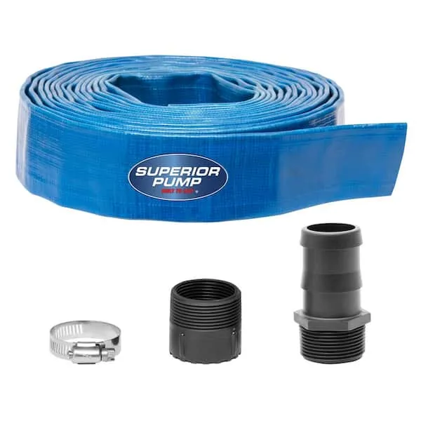 Superior Pump 1-1/2 in. x 25 ft. Lay- Flat Discharge Hose Kit 99621