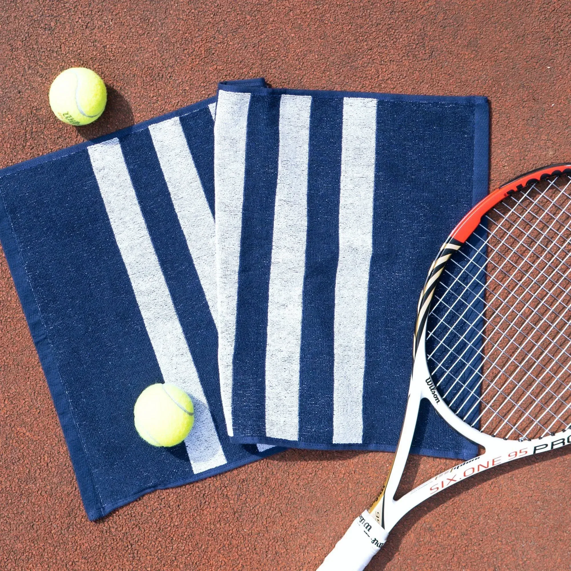 Luzia Striped Workout Towel in Blue Set of 2