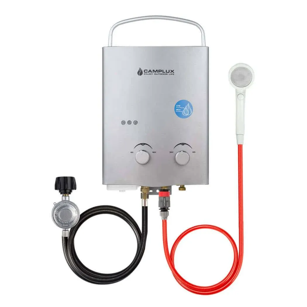 Camplux 5L 1.32 GPM Outdoor Portable Propane Tankless Water Heater - Silver