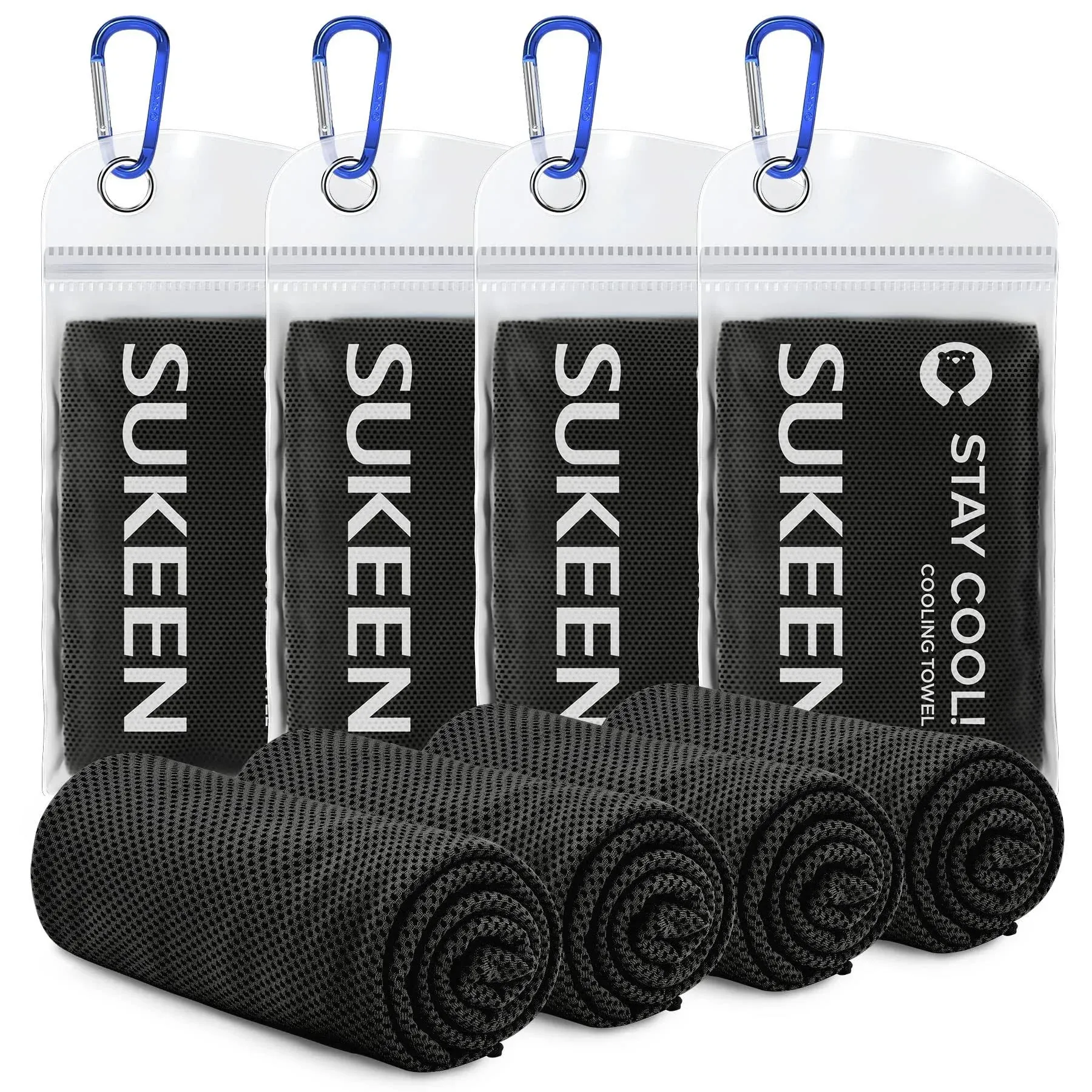 Sukeen [4 Pack Cooling Towel (40"x12"),Ice Towel,Soft Breathable Chilly Towel,Microfiber Towel for Yoga,Sport,Running,Gym,Workout,Camping,Fitness,Workout & More Activities