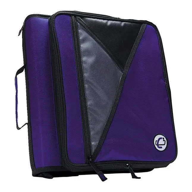 Case-it The Universal Zipper Binder - 2 Inch O-Rings - Padded Pocket That Holds up to 13 Inch Laptop/Tablet - Multiple Pockets - 400 Page Capacity - Comes with Shoulder Strap - Deep Purple LT-007