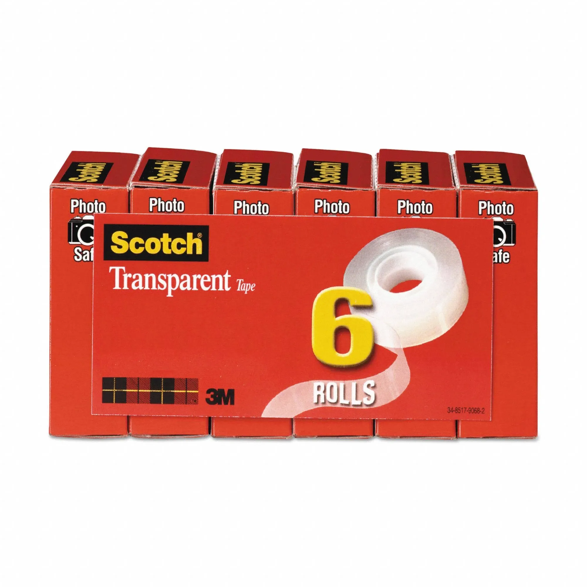 Scotch Transparent Tape 600, 3/4" x 36 yds - 6 pack