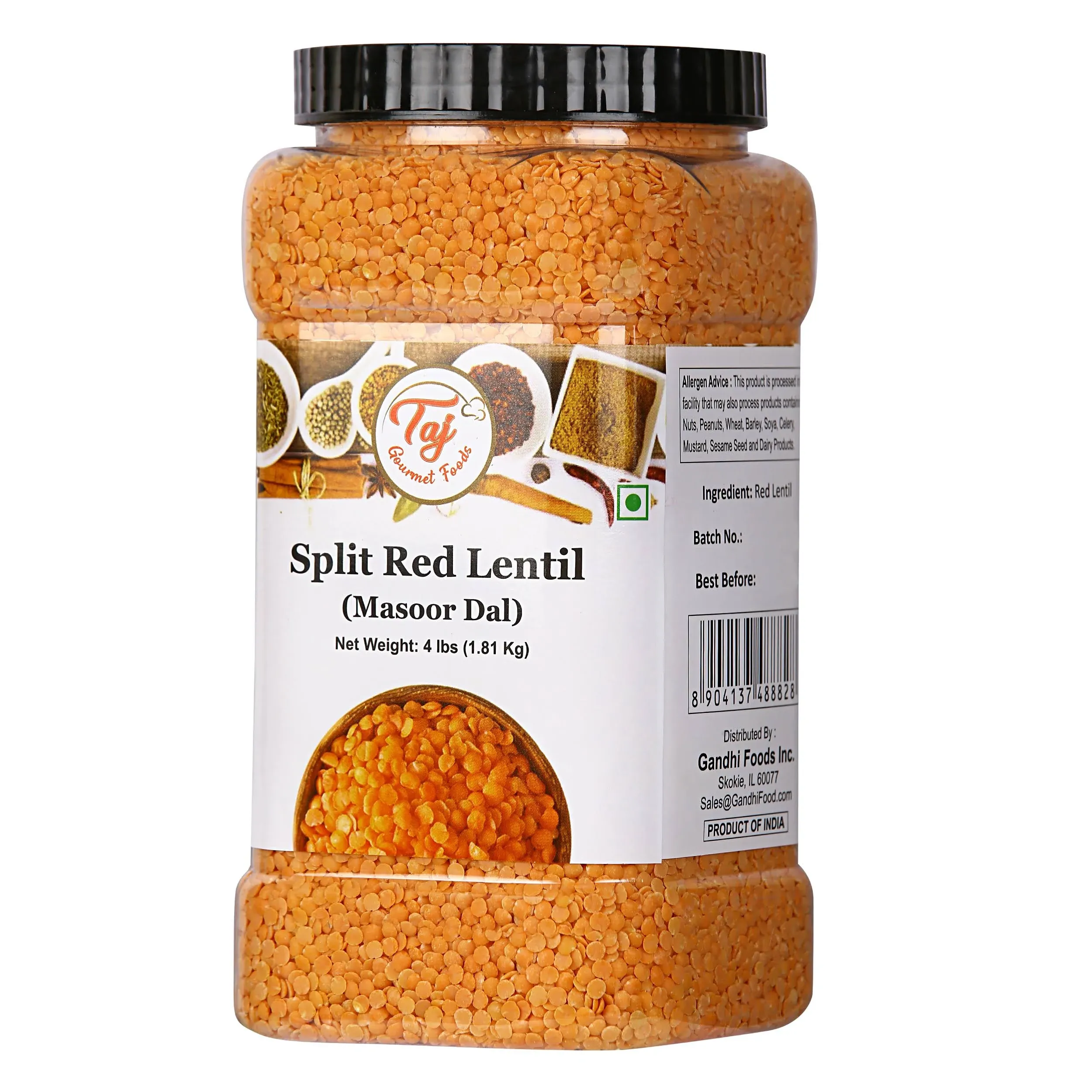 TAJ Premium Indian Masoor Dal, Red Lentils (2-Pounds)