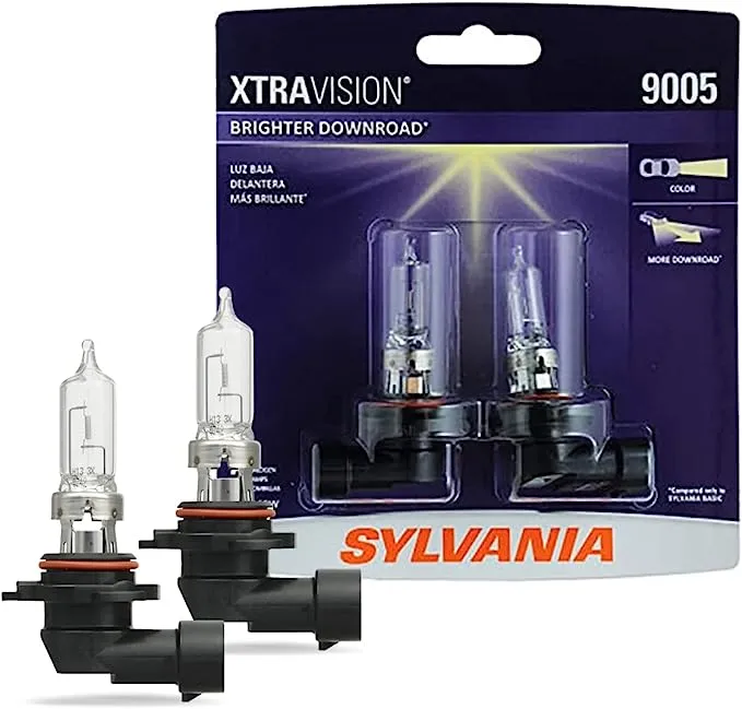 SYLVANIA - 9005 XtraVision - High Performance Halogen Headlight Bulb, High Beam, Low Beam and Fog Replacement Bulb (Contains 2 Bulbs)SYLVANIA - 9005 XtraVision - High Performance Halogen…