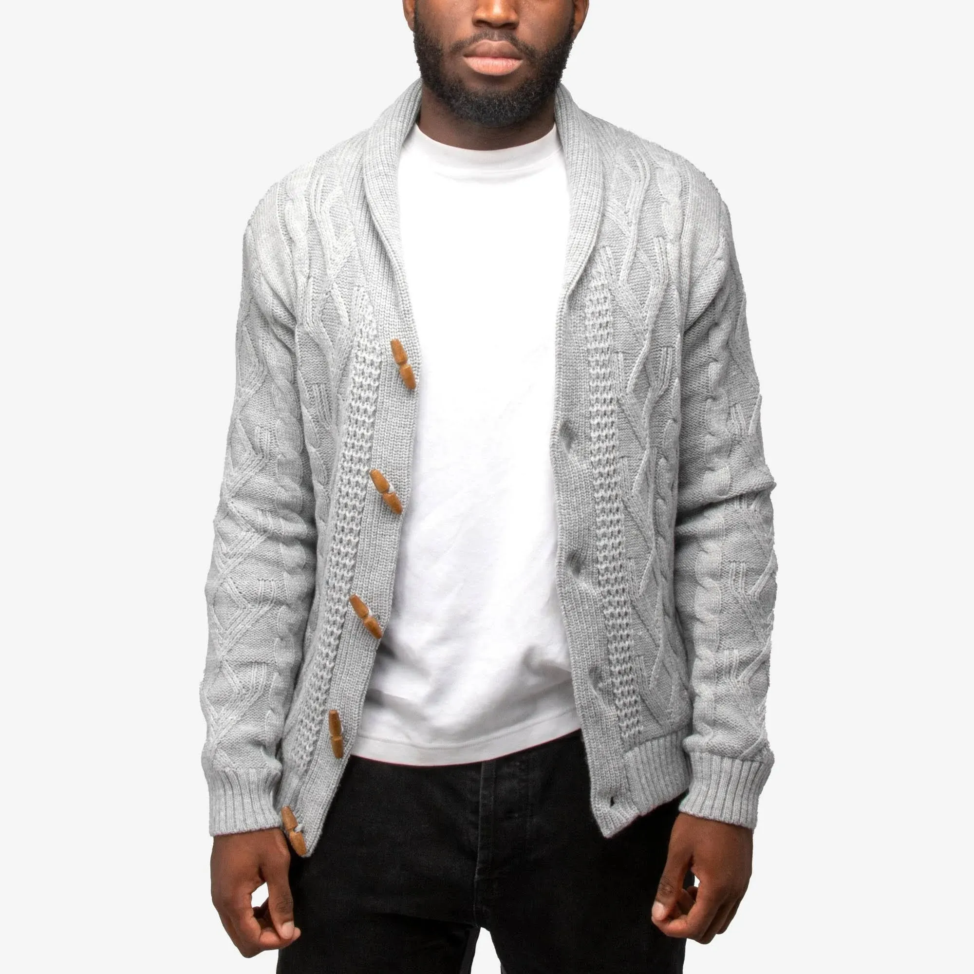 X RAY Mens Cardigan Sweater, Shawl Collar Cable Knit Button Down Cardigan Sweaters for Men Sweaters for Men Big and Tall