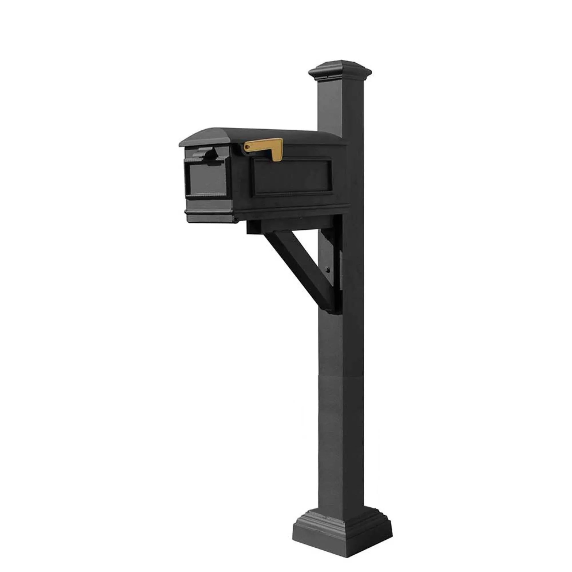 Qualarc Westhaven System with Lewiston Mailbox Square Collar & Pyramid Finial Black