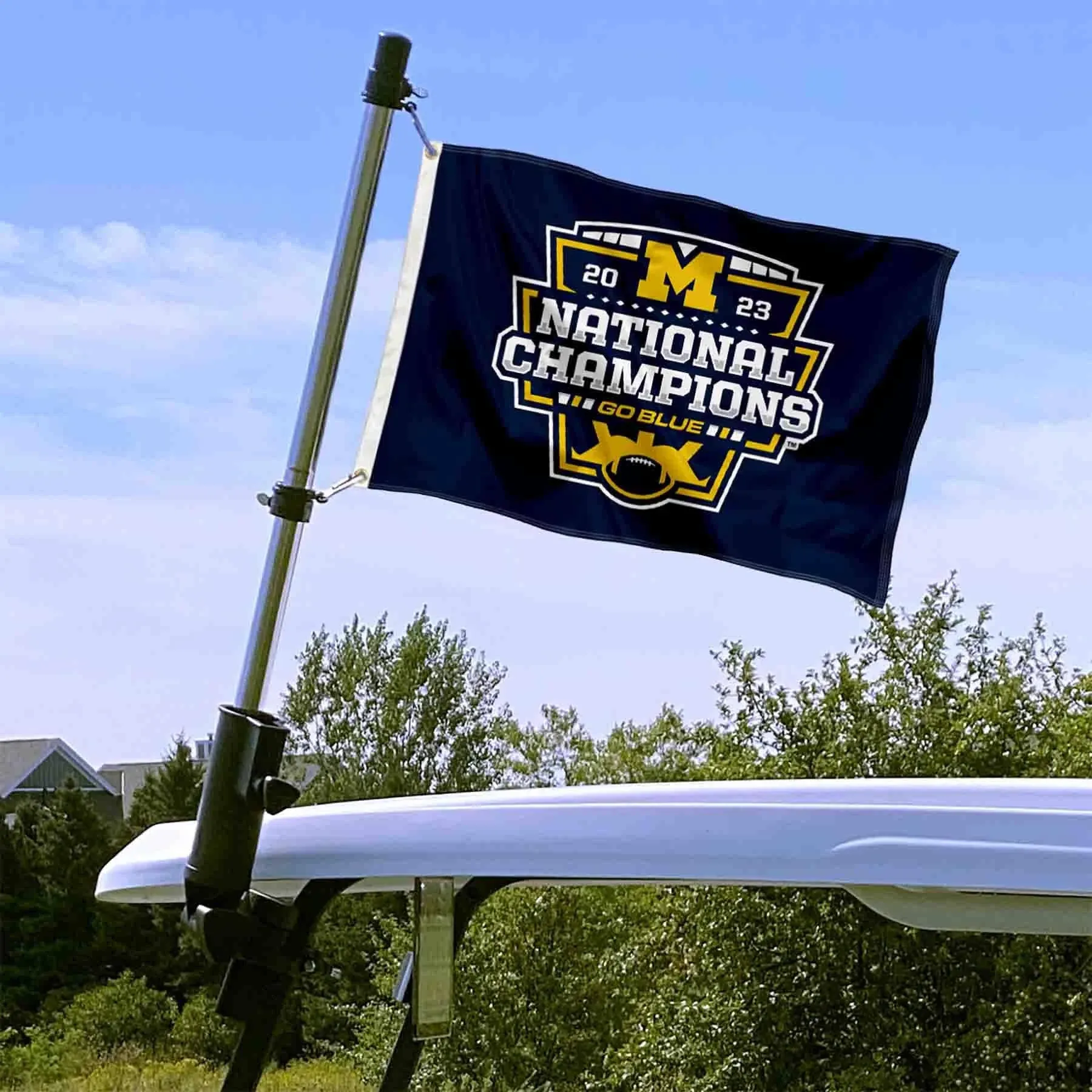 Michigan Team University Wolverines Football 2023 CFP National Champions Boat and Golf Cart Flag