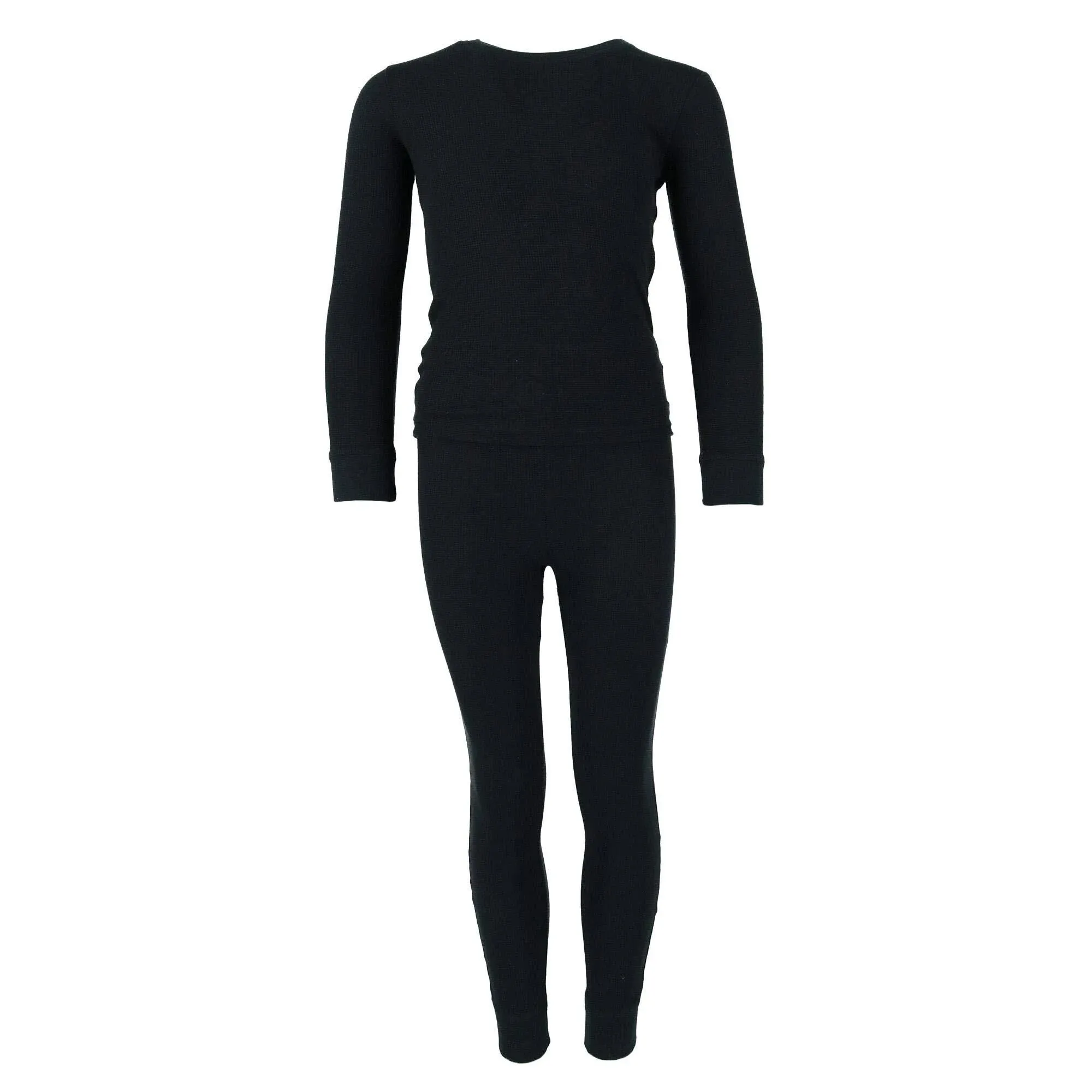 Boys Only Toddler Waffle Thermal Long Underwear 2-Piece Set - Black 3T