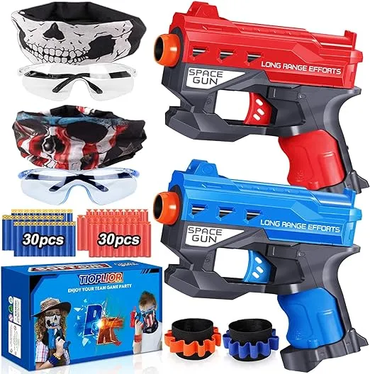 2 Pack Blaster Guns Boys Toy-with 60 Bullets &amp;2 Wristbands TiopLior Blaster G...