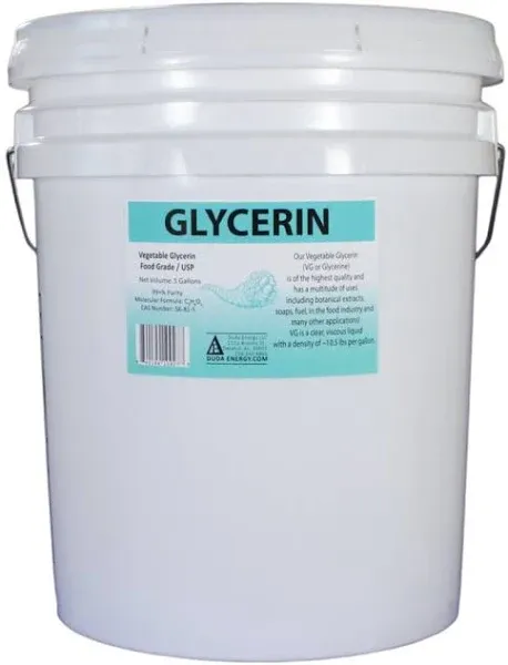 Duda Diesel 5 Gallon Pail of Glycerin USP Food Grade 99.7+% Pure Derived from Palm Fruit (vgpail)