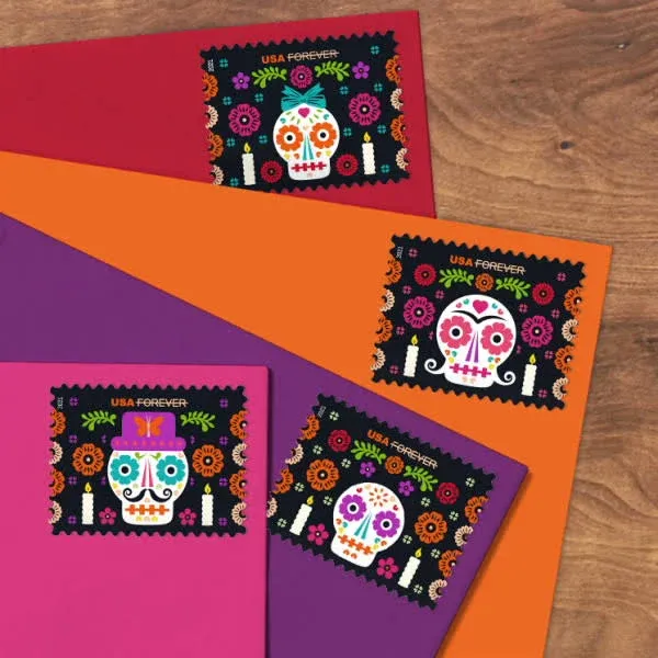 USPS Day of The Dead (Dia de Los Muertos) (Sheet of 20) Postage Forever Stamps 2021 Scott #5640-5643