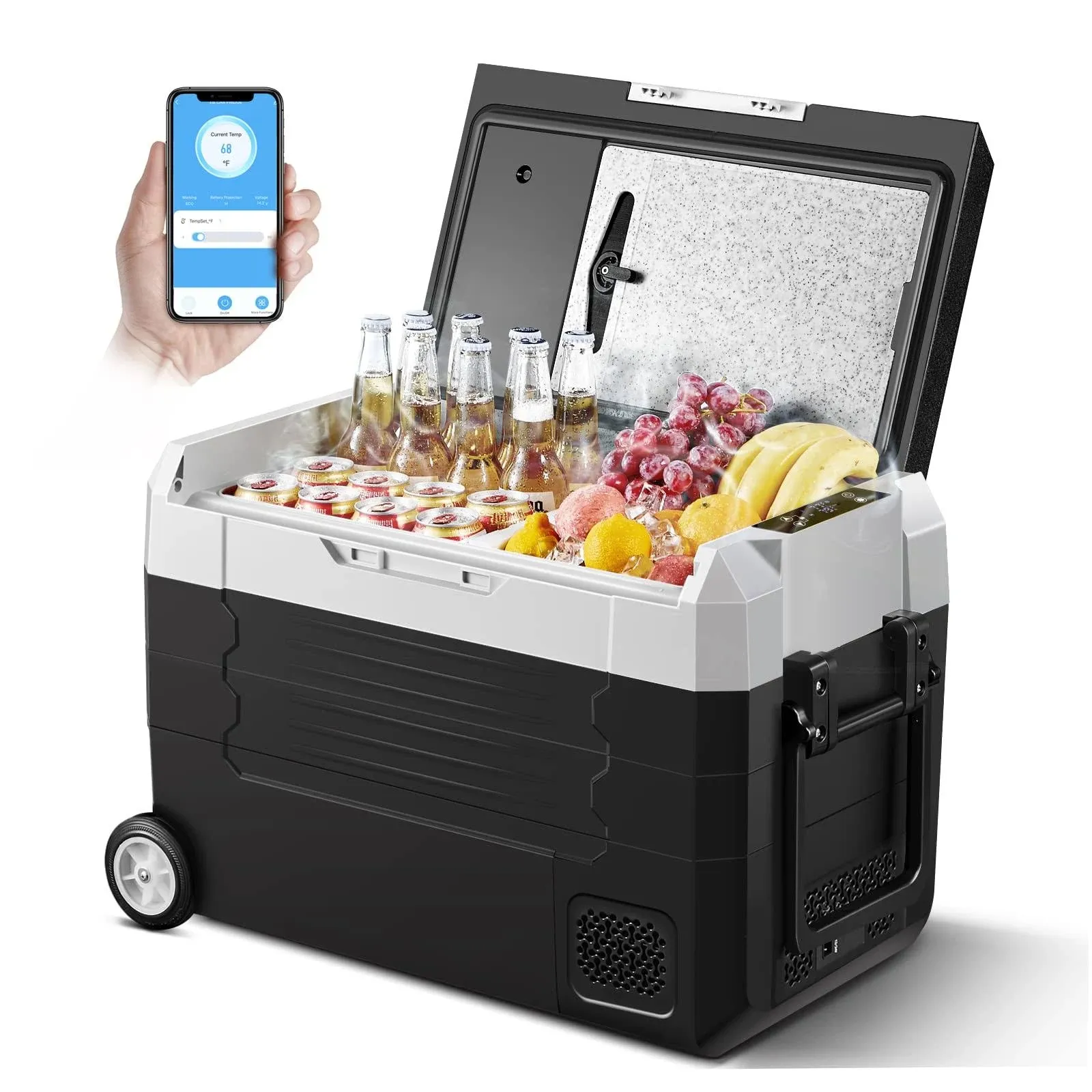 AAOBOSI 12 Volt Car Refrigerator - 48 Quart (45L) WIFI Portable Refrigerator