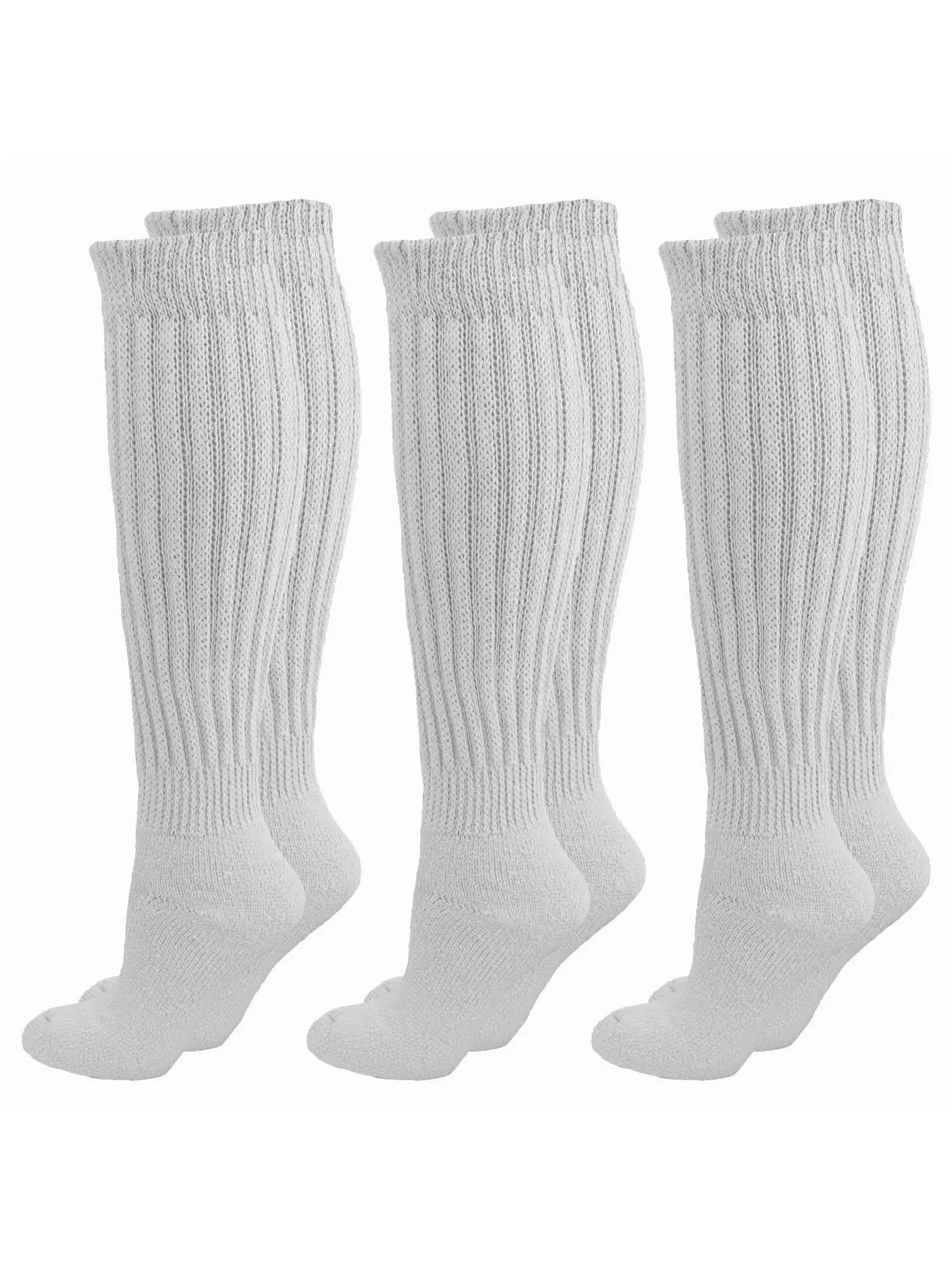 Luxury Divas All Cotton 3 Pack Extra Heavy Slouch Socks Made In USA