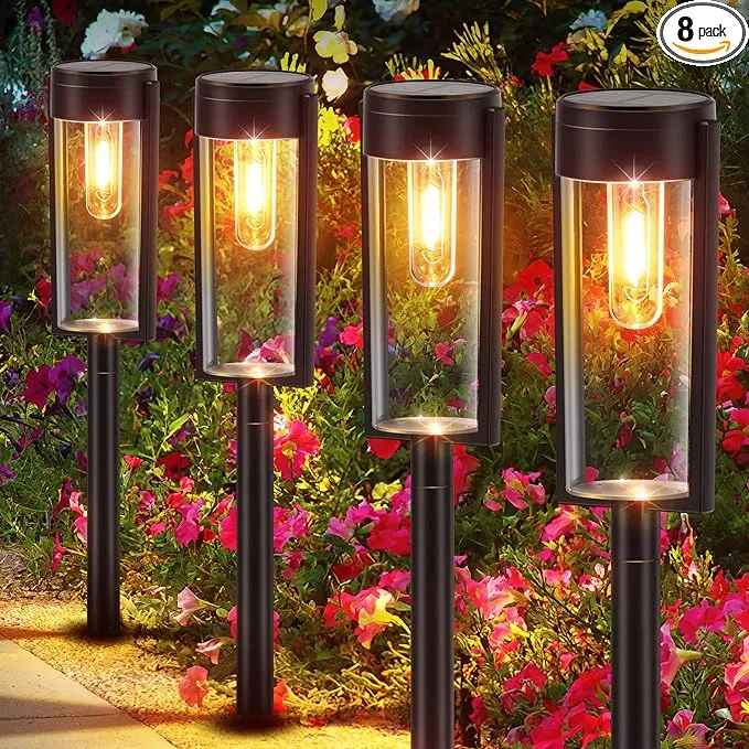 LETMY Solar Pathway Lights Outdoor Upgraded 8 Pack for Outside IP65 Waterproof ...