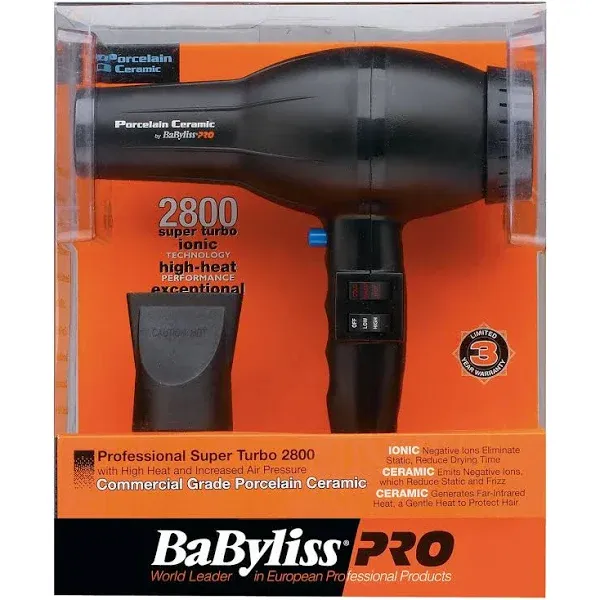 Babylisspro Porcelain Ceramic 2800 Dryer, Black