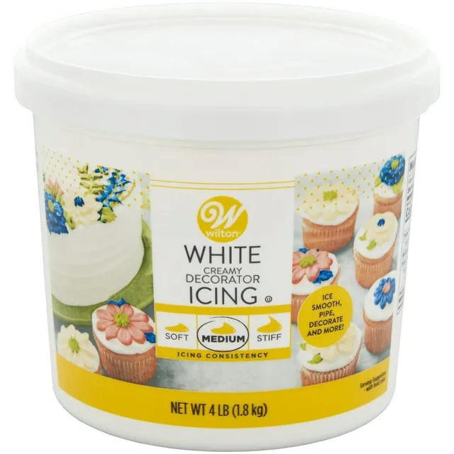 Wilton Creamy White Decorator Icing,Medium Consistency,4 lb. Tub, Cake Decorating Supplies