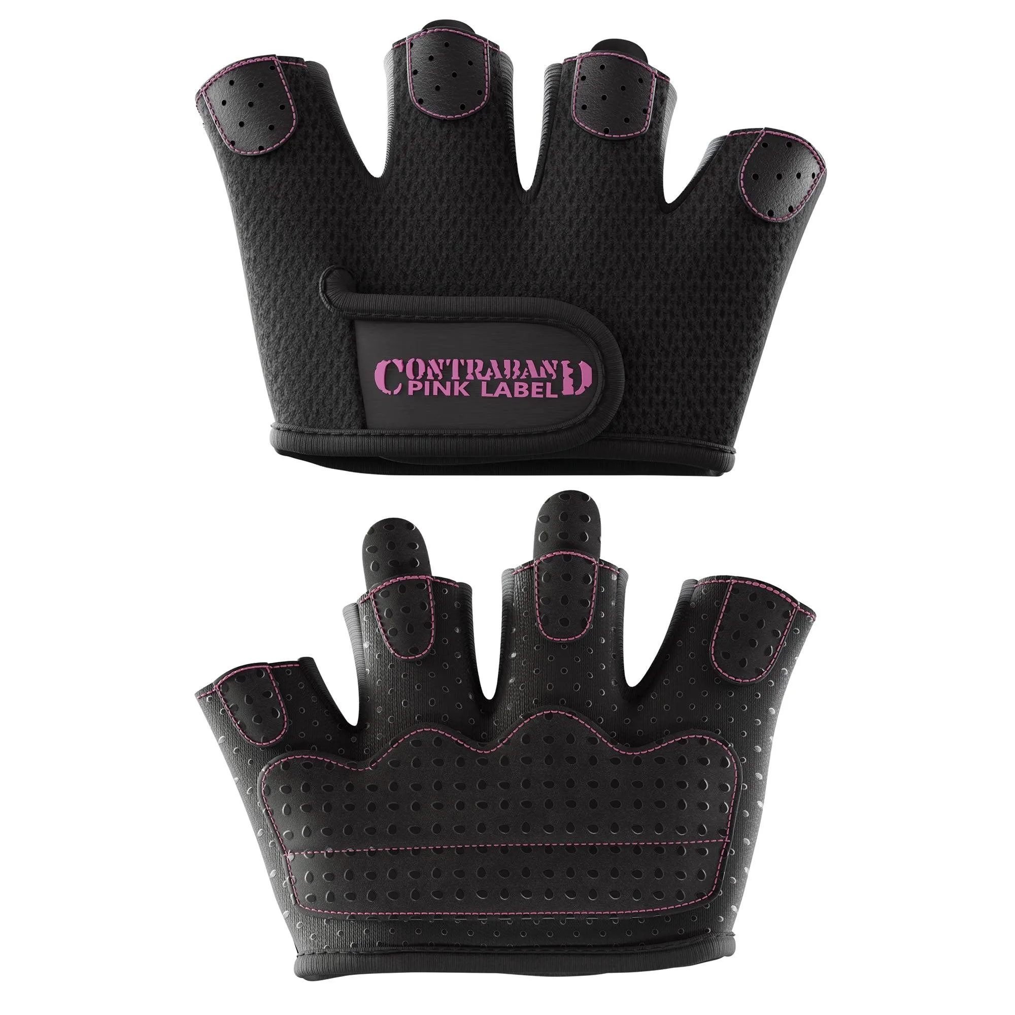 Contraband Pink Label 5537 Womens Micro Weight Lifting Gloves (PAIR) Pink Black