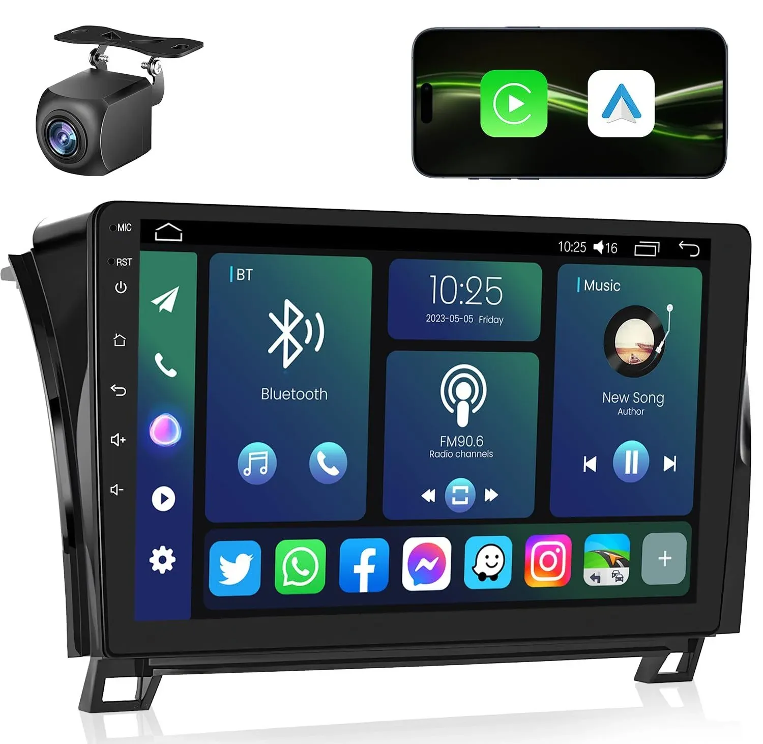 Car Stereo Radio for Toyota Tundra 2007-2013 & Toyota Sequoia 2008-2018, 10.1" Touch Screen Car Radio Replacement with Wireless Carplay/Android Auto