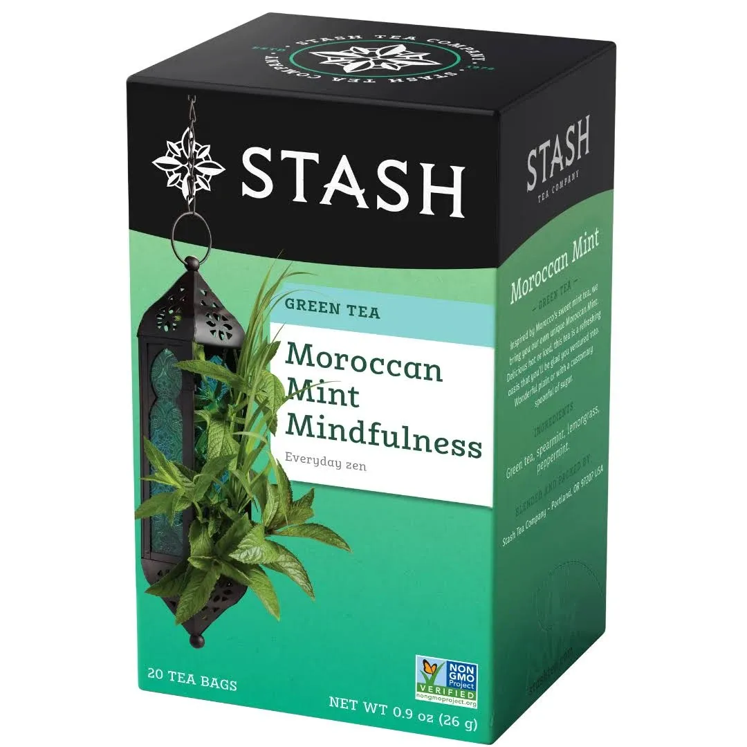 Stash Tea Moroccan Mint Green Tea 20 Count Box of Tea Bags in Foil (Pack of 6)