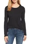 Caslon Long Sleeve Crewneck T-Shirt in Black at Nordstrom, Size X-Small