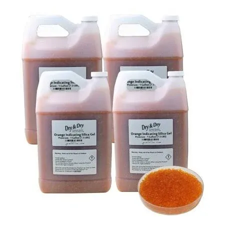 "Dry & Dry" [30 LBS] Premium Orange Indicating Silica Gel Desiccant Beads(Industry Standard 3-5 mm) - Rechargeable(4 Gallon)