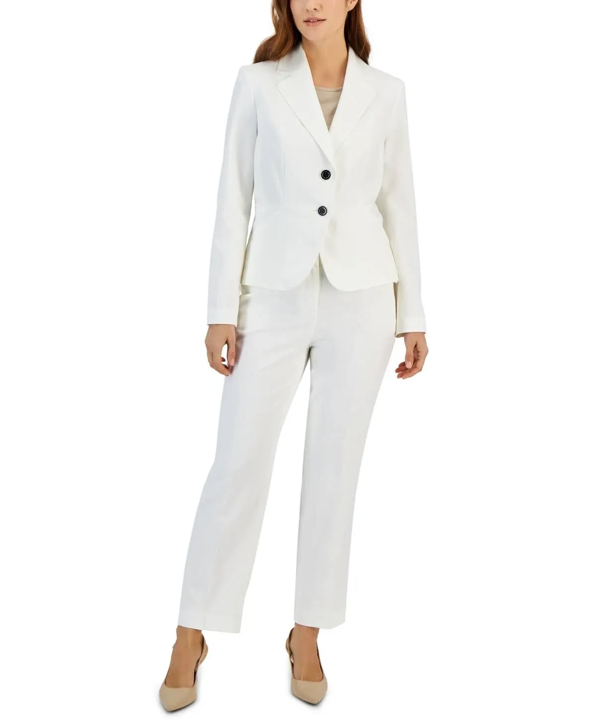 Le Suit Women's Petite 2 Button Wasit Seam Jacket & Elastic Back Pant