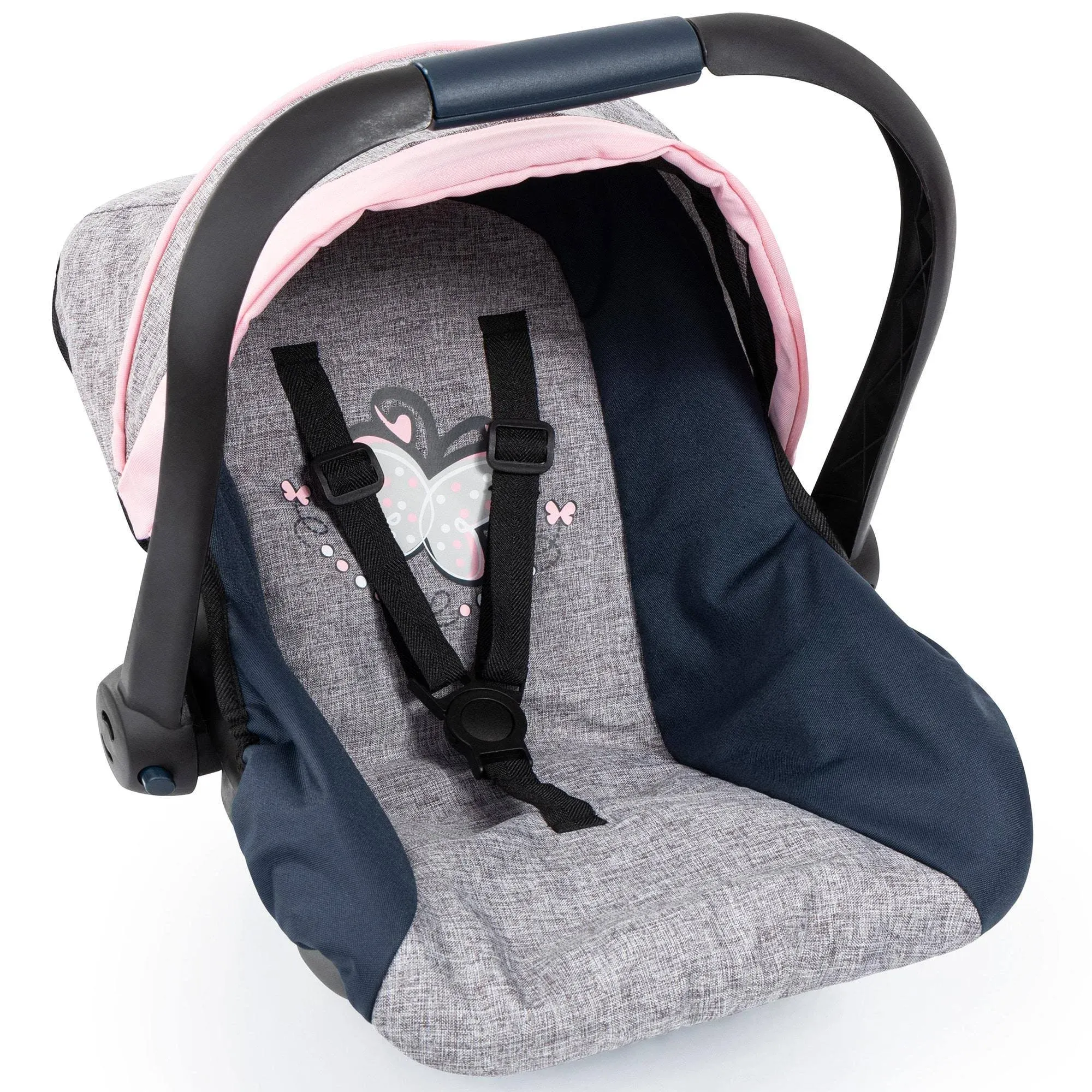 Bayer Design Dolls: Car Seat - Grey, Blue, Pink Butterfly - Fits Dolls Up to 18 in., 67927AA