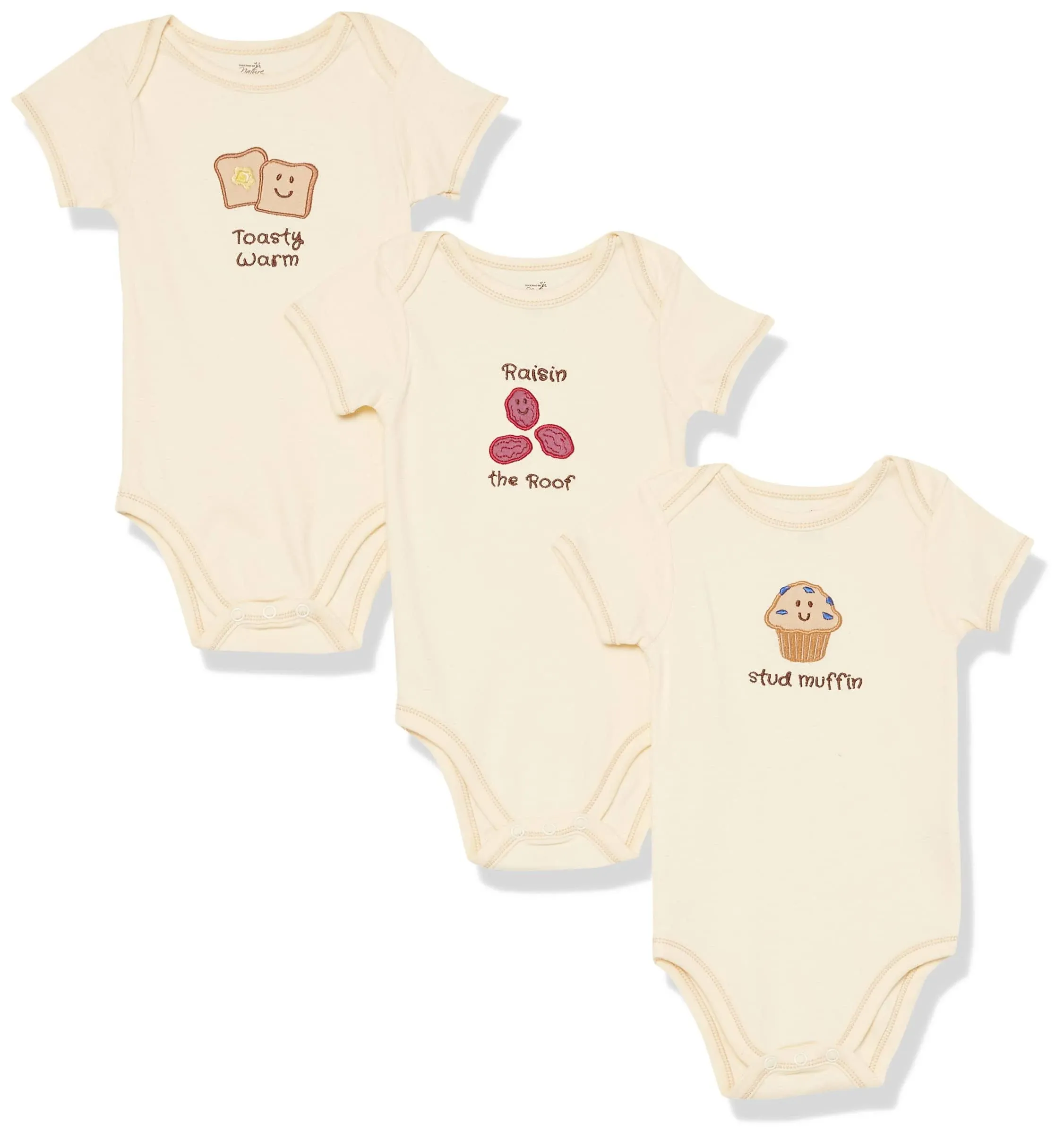 Touched by Nature Organic Cotton Bodysuits Muffin 3-Pack / 0-3 Months