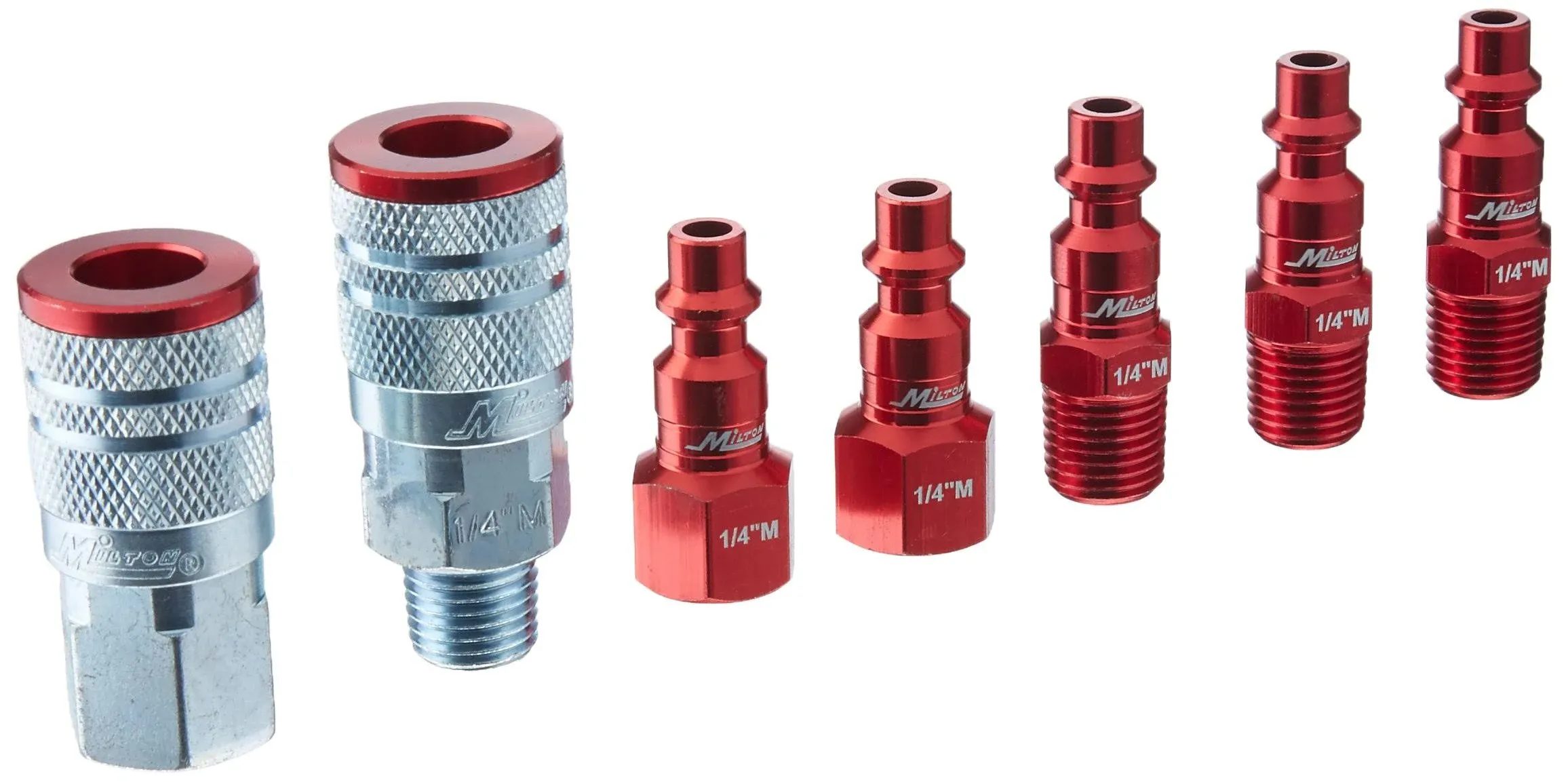 Milton® COLORFIT® M-STYLE® 1/4&#034; NPT Coupler &amp; Plug Kit, Red (7-Piece)