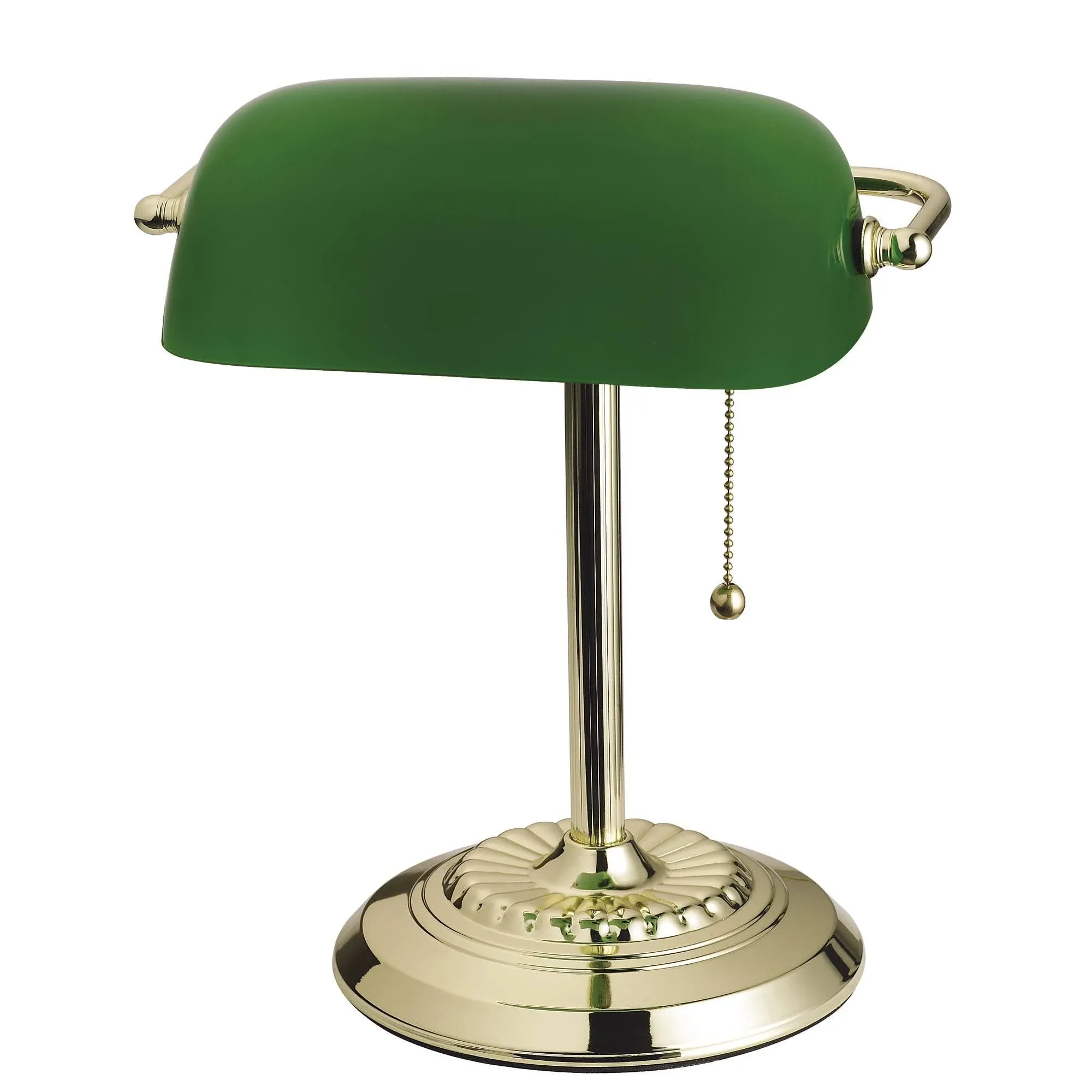 Tensor 14.5 in. Brass Banker's Desk Lamp with Green Shade 17466-017