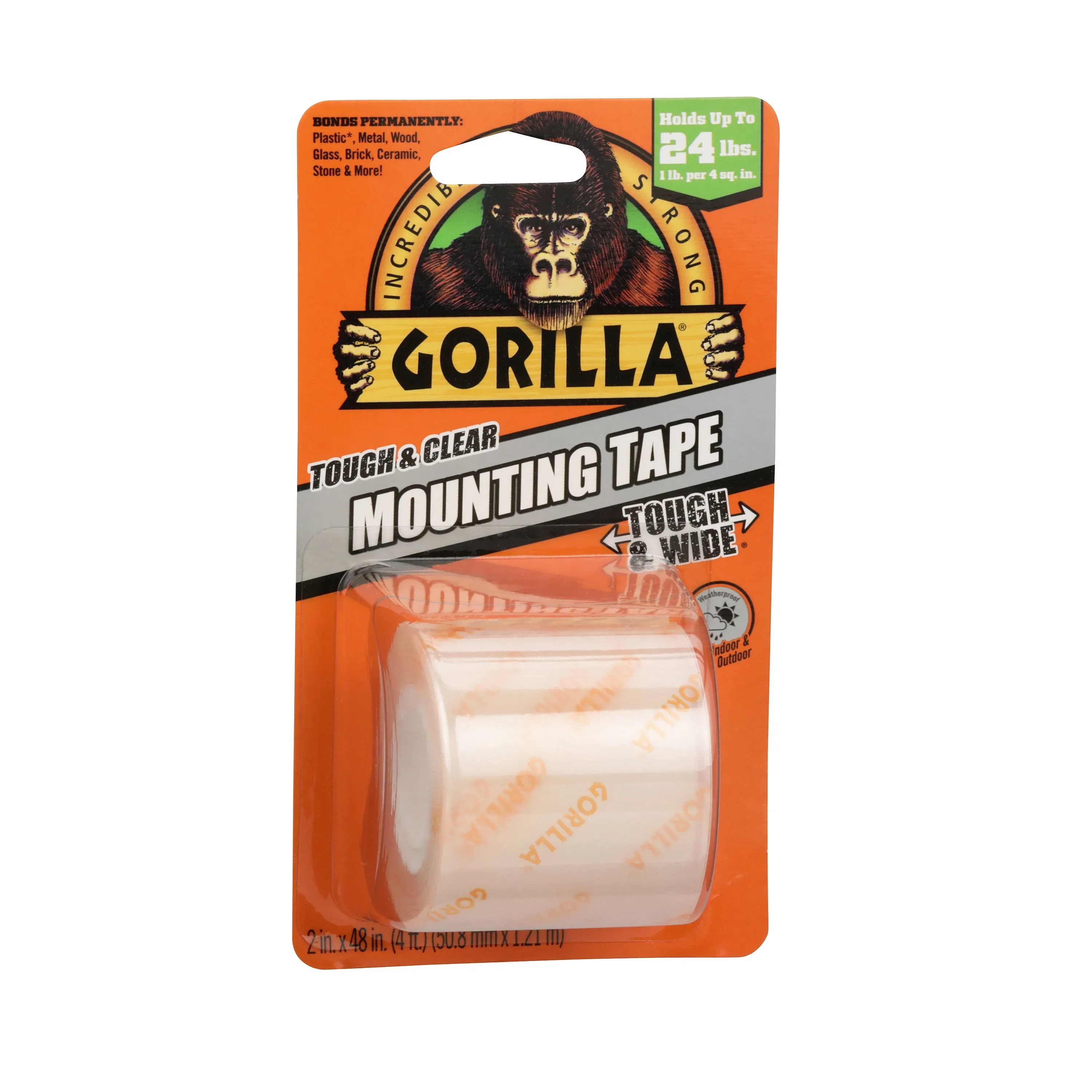 Gorilla 2 in. x 4 ft. Tough Mounting Tape, Clear