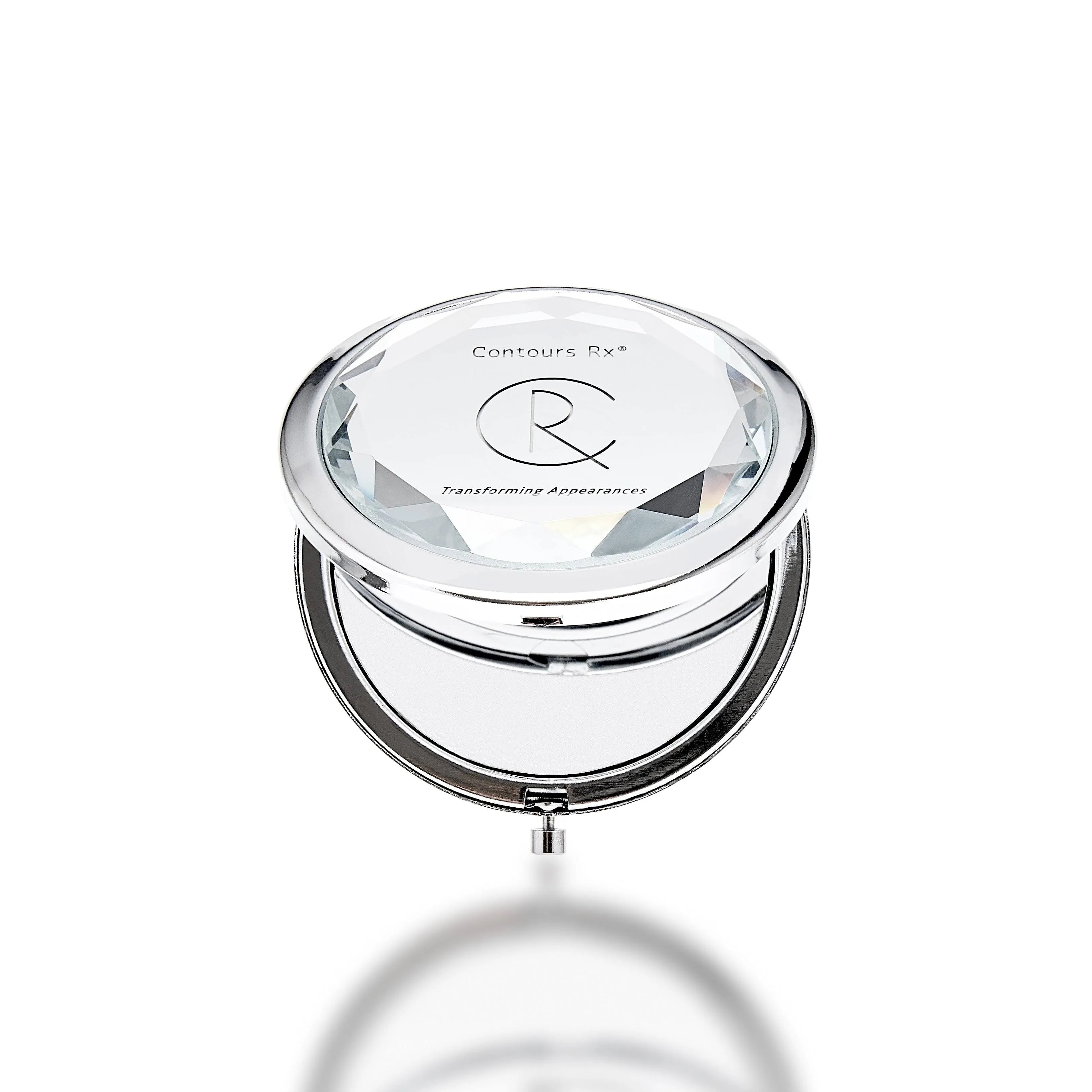 Crystal Cosmetic Compact Mirror - Travel Size Hand Held Mirror with 2X Magnif...